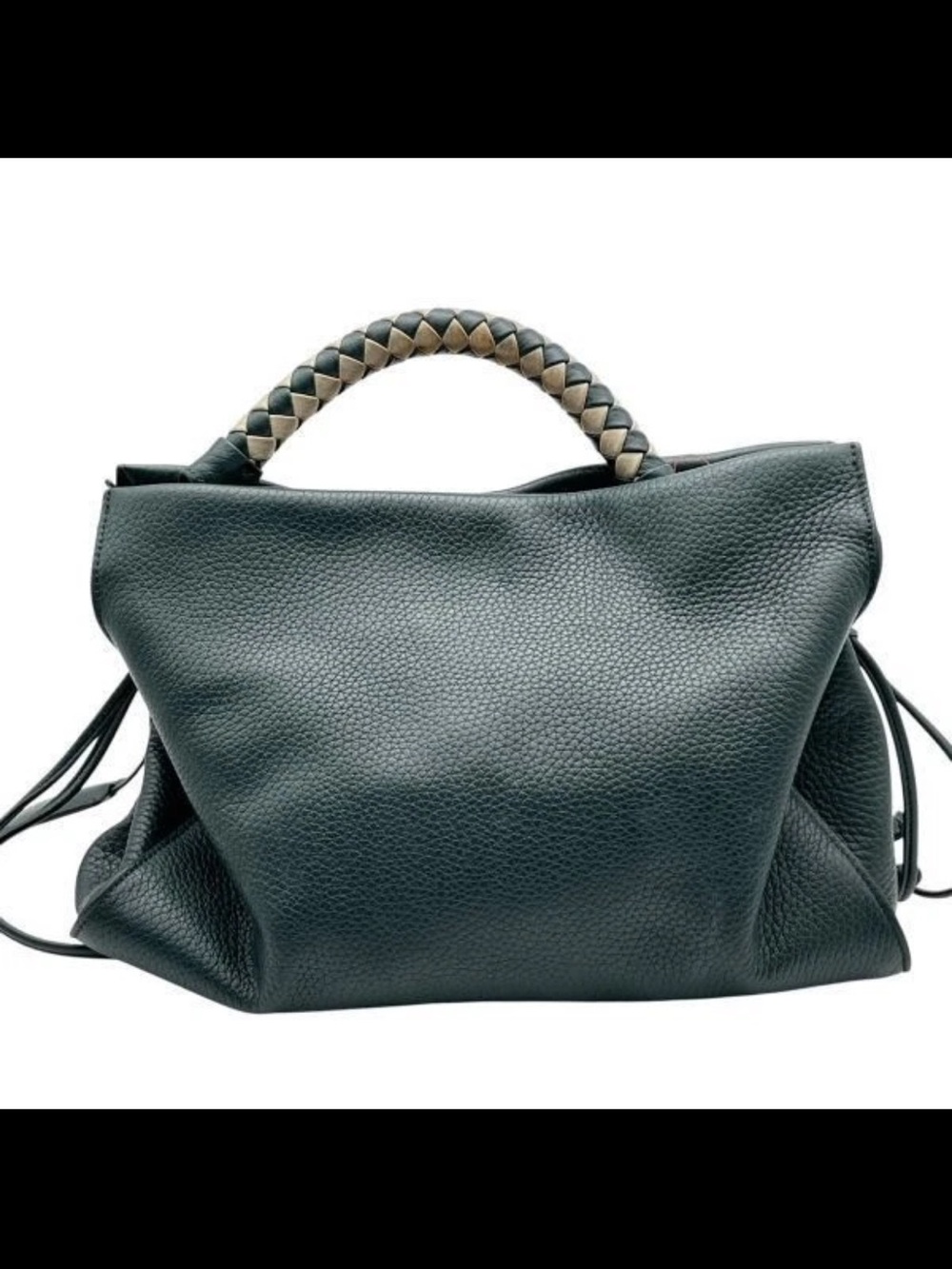 Mulberry Dark Green Pebbled Leather Satchel with Braided Top Handle - Picture 3 of 13